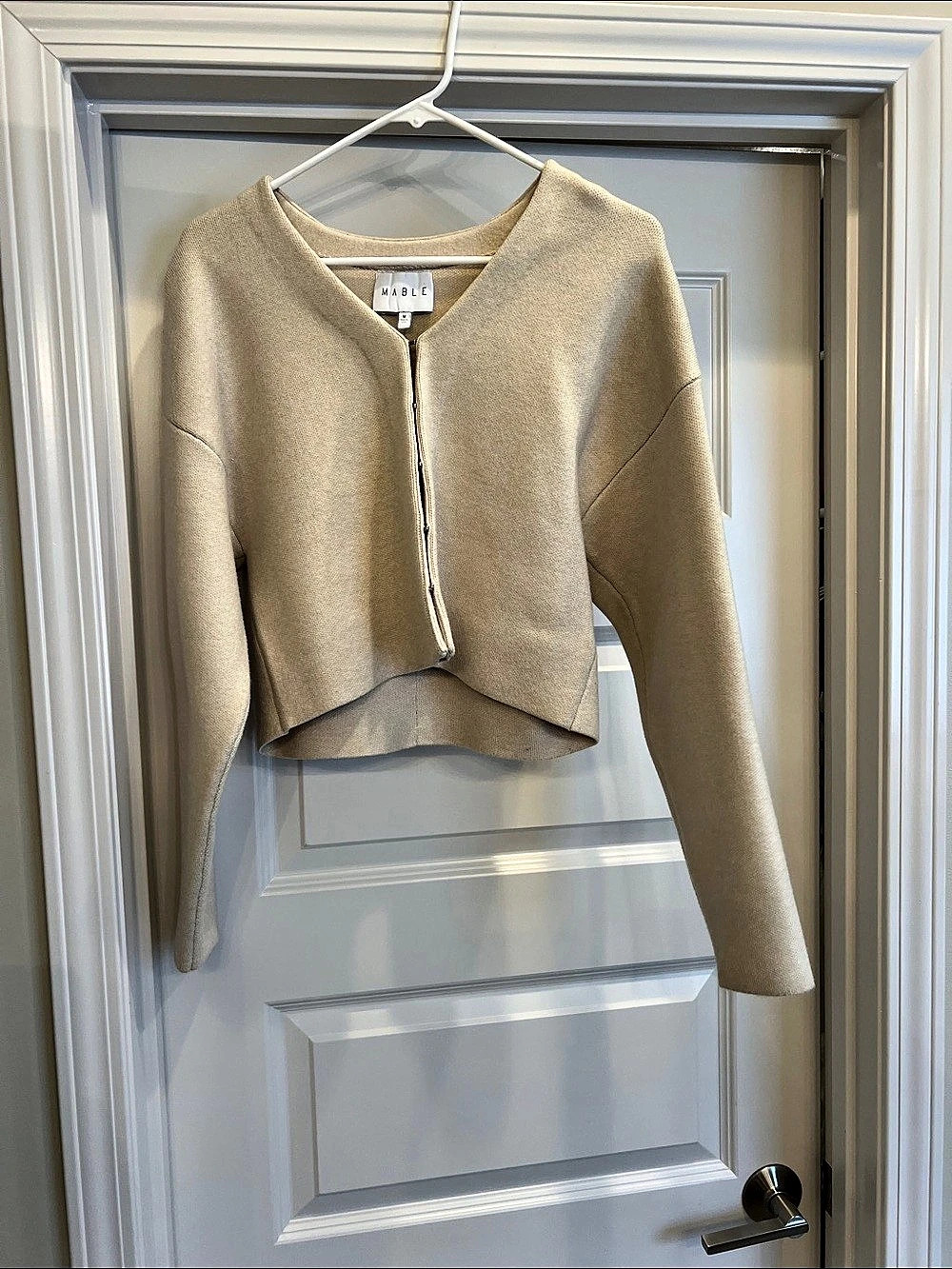 MABLE Cropped Cardigan in Beige Medium Like New!
